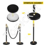 Atitvariniai stulpai su aksominė juosta, 6 vnt, juodi - Image 6