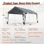 Automobilių stoginė 180 g/m²  3x6x2.8m Pilka - Image 6