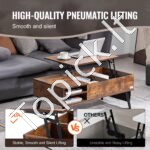 Kavos staliukas su pakeliamu viršumi 100 cm rudos spalvos - Image 2