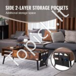 Kavos staliukas su pakeliamu viršumi 100 cm rudos spalvos - Image 3