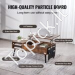 Kavos staliukas su pakeliamu viršumi 100 cm rudos spalvos - Image 4