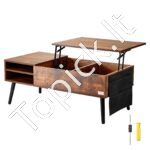 Kavos staliukas su pakeliamu viršumi 100 cm rudos spalvos - Image 8