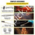 Rotacinis grilis 68 kg, 40 W, 127 cm nerūdijančio plieno anglies iešmas, skirtas BBQ, stovyklavimui ir lauko kepsninei. - Image 4