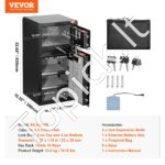 Dviejų durų baldinis seifas su slaptažodžiu ir raktu – 43 x 39 x 83 cm 156L - Image 6