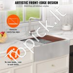 Įmontuojama virtuvės kriauklė iš 304 nerūdijančio plieno su pjaustymo lenta, kanalizacija ir sieteliu, vienas dubuo, 838,2 x 558,8 x 228,6 mm. - Image 4