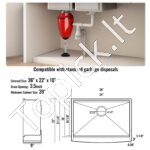Įmontuojama virtuvės kriauklė iš 304 nerūdijančio plieno su pjaustymo lenta, kanalizacija ir sieteliu, vienas dubuo, 914,4 x 558,8 x 228,6 mm. - Image 3