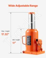 Hidraulinis domkratas 50 T 28-44cm su rankena oranžinis - Image 3