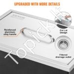 Įmontuojama 30,25 L nerūdijančio plieno ledo dėžė su dangčiu, 508 x 355 x 308 mm, su išleidimo vamzdžiu ir kištuku. - Image 5