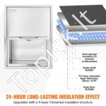 Įmontuojama 55,23 L nerūdijančio plieno ledo dėžė su slankiojančiu dangteliu, 608 x 457 x 333 mm, su išleidimo vamzdžiu ir kištuku. - Image 7