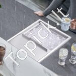 Įmontuojama 55,23 L nerūdijančio plieno ledo dėžė su slankiojančiu dangteliu, 608 x 457 x 333 mm, su išleidimo vamzdžiu ir kištuku. - Image 2