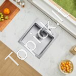 Įmontuojama virtuvės kriauklė su vienu dubeniu, nerūdijančio plieno, 40 x 45 x 19 cm. - Image 2