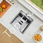 Įmontuojama virtuvės kriauklė su vienu dubeniu, nerūdijančio plieno, 40 x 45 x 19 cm. - Image 2