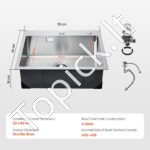 Įmontuojama virtuvės kriauklė su vienu dubeniu, nerūdijančio plieno, 55 x 45 x 19 cm. - Image 3