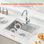 Įmontuojama virtuvės kriauklė su vienu dubeniu, nerūdijančio plieno, 68 x 45 x 19 cm. - Image 8