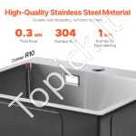 Įmontuojama virtuvės kriauklė su vienu dubeniu, nerūdijančio plieno, 68 x 45 x 19 cm. - Image 7