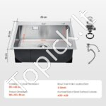 Įmontuojama virtuvės kriauklė su vienu dubeniu, nerūdijančio plieno, 68 x 45 x 19 cm. - Image 3