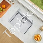 Įmontuojama virtuvės kriauklė su vienu dubeniu, nerūdijančio plieno, 68 x 45 x 19 cm. - Image 2