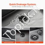 Įmontuojama virtuvės kriauklė su vienu dubeniu, nerūdijančio plieno, 68 x 45 x 19 cm. - Image 5