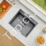 Įmontuojama virtuvės kriauklė su vienu dubeniu, nerūdijančio plieno, 68 x 45 x 19 cm. - Image 2