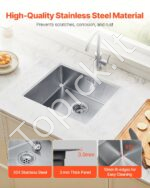 Įmontuojama virtuvės kriauklė su vienu dubeniu, nerūdijančio plieno, 50 x 43 x 19 cm. - Image 7