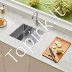 Įmontuojama virtuvės kriauklė su vienu dubeniu, nerūdijančio plieno, 50 x 43 x 19 cm. - Image 2