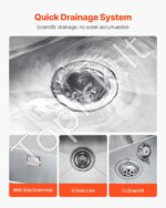 Įmontuojama virtuvės kriauklė, viena dubuo, nerūdijančio plieno, 70 x 43 x 19 cm. - Image 5