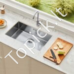 Įmontuojama virtuvės kriauklė, viena dubuo, nerūdijančio plieno, 70 x 43 x 19 cm. - Image 2