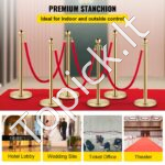 Atitvariniai stulpai su aksominė juosta, 6 vnt, auksiniai - Image 2