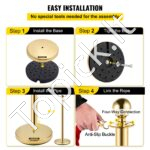 Atitvariniai stulpai su aksominė juosta, 6 vnt, auksiniai - Image 6