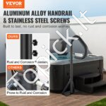 Karšto kubilo turėklas, 360° pasukamas SPA šoninis turėklas, 89-145 cm, atsparus rūdims aliuminis, 272 kg. - Image 8