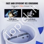 Ledo smulkintuvas 180 W, 80 kg/h, 410 x 172 x 275 mm, su plastikiniu dubeniu ir 2 peiliukais - Image 7