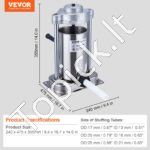 Rankinis dešrų kimštuvas 2L, vertikalus, 304 nerūdijantis plienas. - Image 3