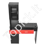 Sieninė kirpyklos darbo stotis su spintelėmis ir stalčiais juoda/raudona - Image 8