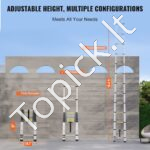 Teleskopinės aliuminio kopėčios 170kg 5m - Image 6