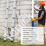 Teleskopinės aliuminio kopėčios 170kg 5m - Image 7