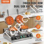 Dvigubos galvutės apvali vaflinė, 2460 W, neprilimpanti. - Image 8