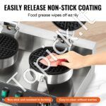 Dvigubos galvutės apvali vaflinė, 2460 W, neprilimpanti. - Image 6