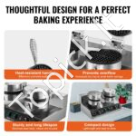 Dvigubos galvutės apvali vaflinė, 2460 W, neprilimpanti. - Image 5