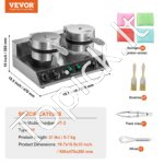 Dvigubos galvutės apvali vaflinė, 2460 W, neprilimpanti. - Image 3