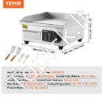 Komercinė elektrinė kepsninė, 2000 W, stalviršio plokščia, 10 mm - Image 3