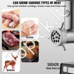 Komercinė elektrinė mėsmalė, 4,08 kg/min dešrų pildymo mašina, 550 W. - Image 6