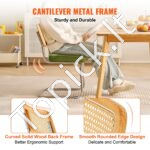 Minkštos kėdės su ratanine atlošo dalimi, 4 vnt, žalios spalvos - Image 3