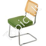 Minkštos kėdės su ratanine atlošo dalimi, 4 vnt, žalios spalvos - Image 8