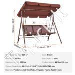 3 vietų terasos sūpynės su stogeliu rudos spalvos - Image 6