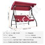 3 vietų verandos sūpynės, raudonos spalvos - Image 6