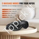 Elektrinis šildomas akių masažuoklis su 5 masažo režimais ir bluetooth 180° juodas - Image 2