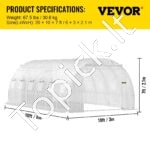 PE Plėvelinis šiltnamis 6,1x3x2,1 m, 12 tinklelio langai - Image 7