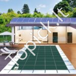 Apsauginis baseino uždangalas 5,5x11,6 m, žalias tinklelis, stačiakampis. - Image 2