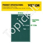 Stačiakampė saugos tinklinė baseino uždanga – 6.7x12.8m | Žalia - Image 7