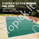 Apsauginis baseino uždangalas, 3,5x6 m, žalias PVC, stačiakampis. - Image 8